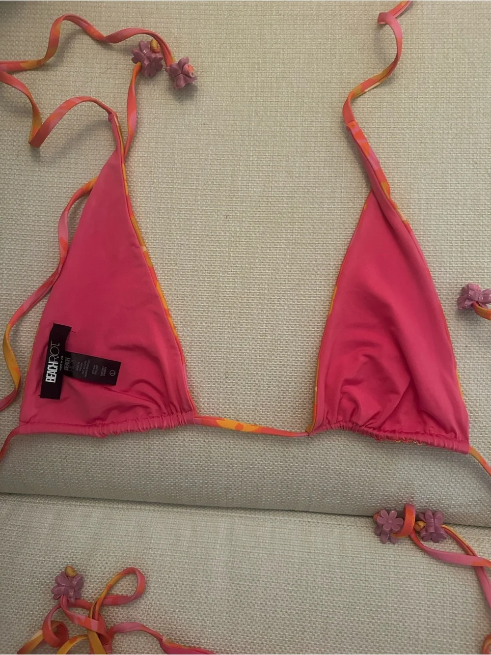 Beach Riot Floral Pink Orange String Bikini Set